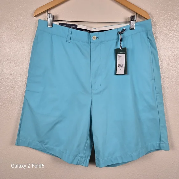 Vineyard Vines Links Shorts Blue Cotton Golf Chino Flat Front Men’s 34 NWT - Picture 1 of 6